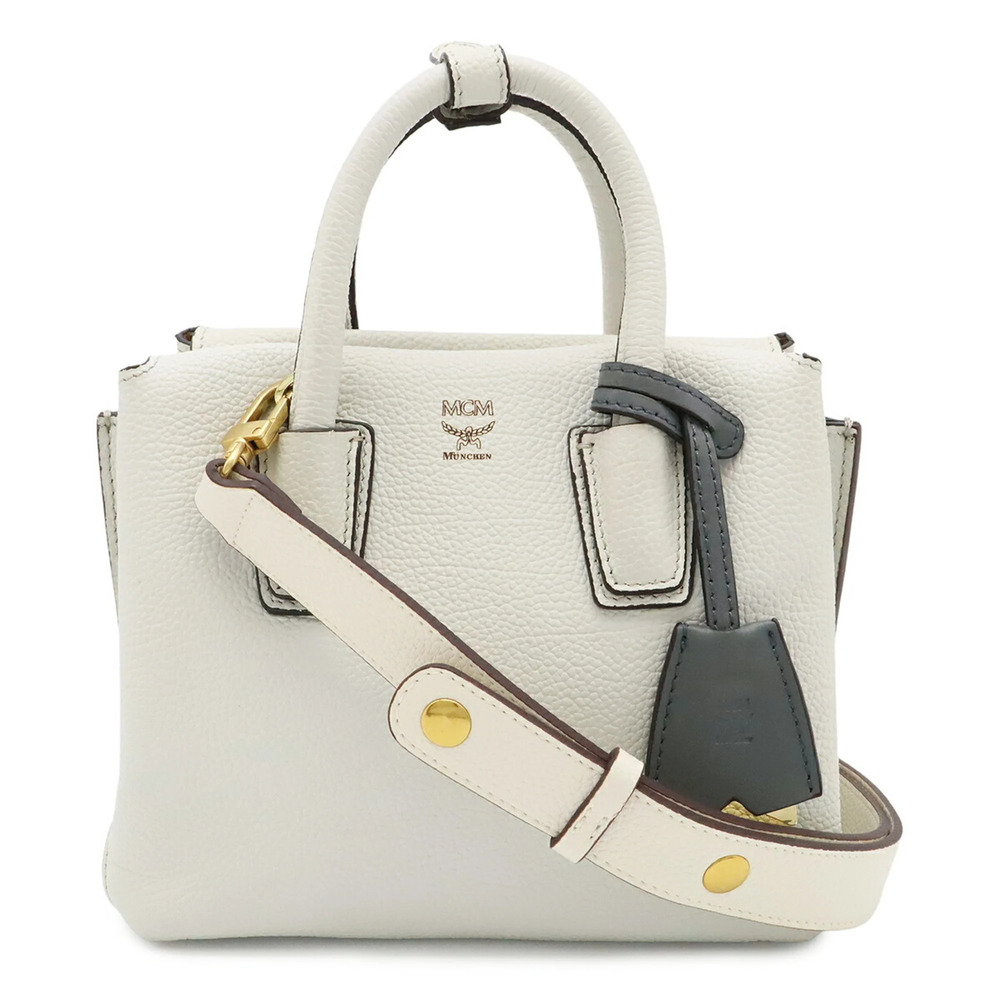 MCM Milla Handbag Shoulder Bag Leather Off-White Ivory White